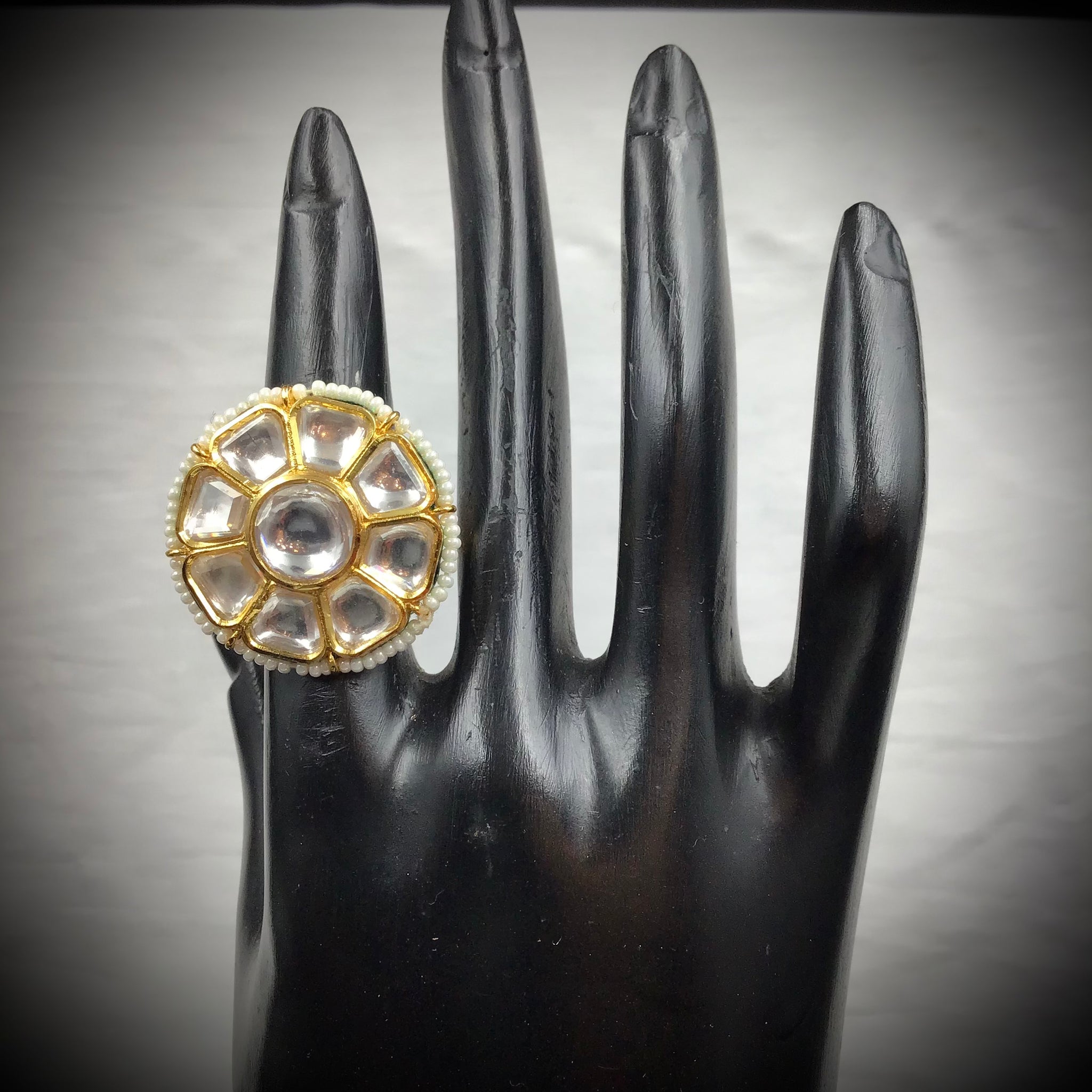 Kundan Ring 7526-34 - Dazzles Jewellery