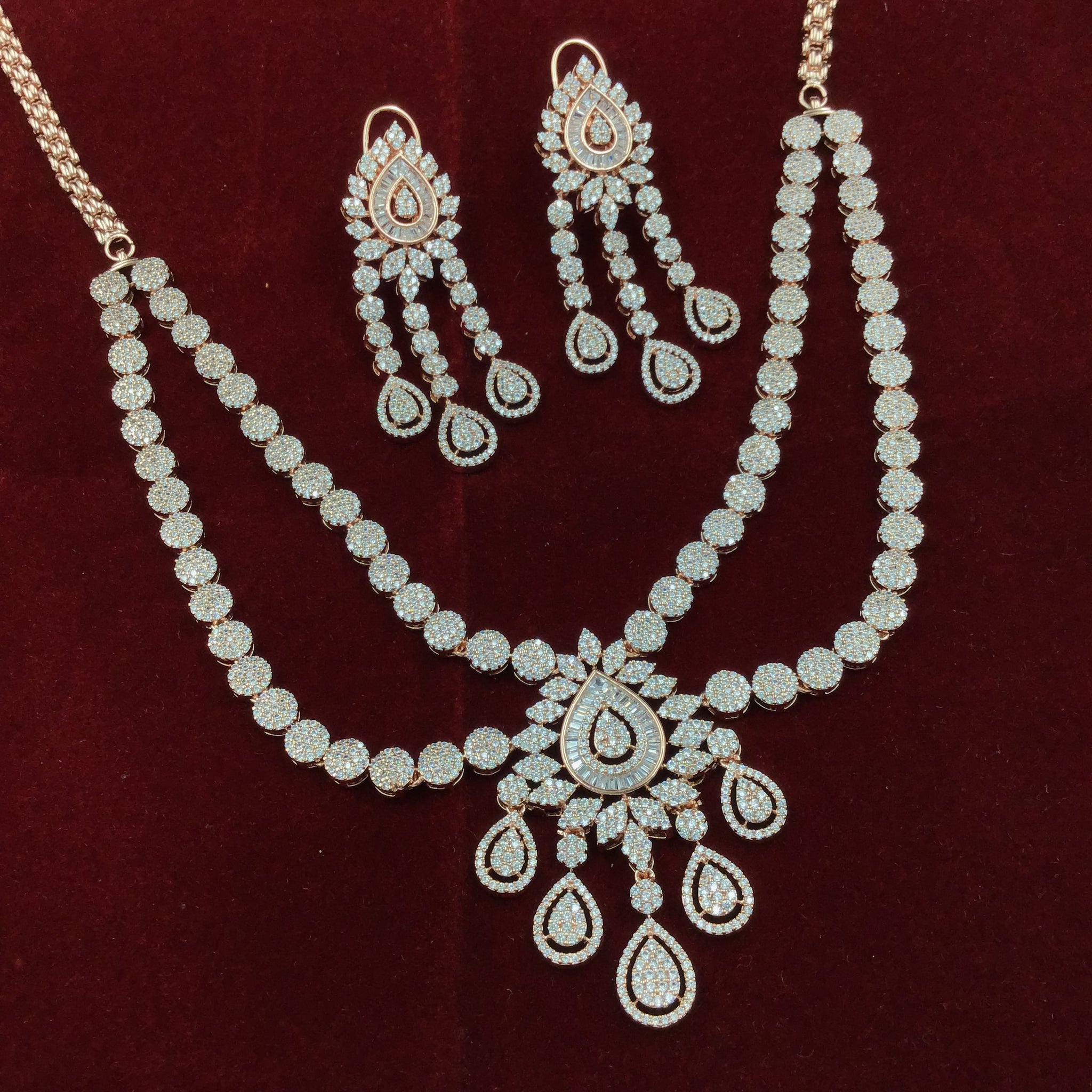 Round Neck Zircon/AD Necklace Set 8577-08 - Dazzles Jewellery