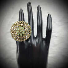 Antique Finish Cocktail Mint Green Ring 19841-7025 - Dazzles Jewellery