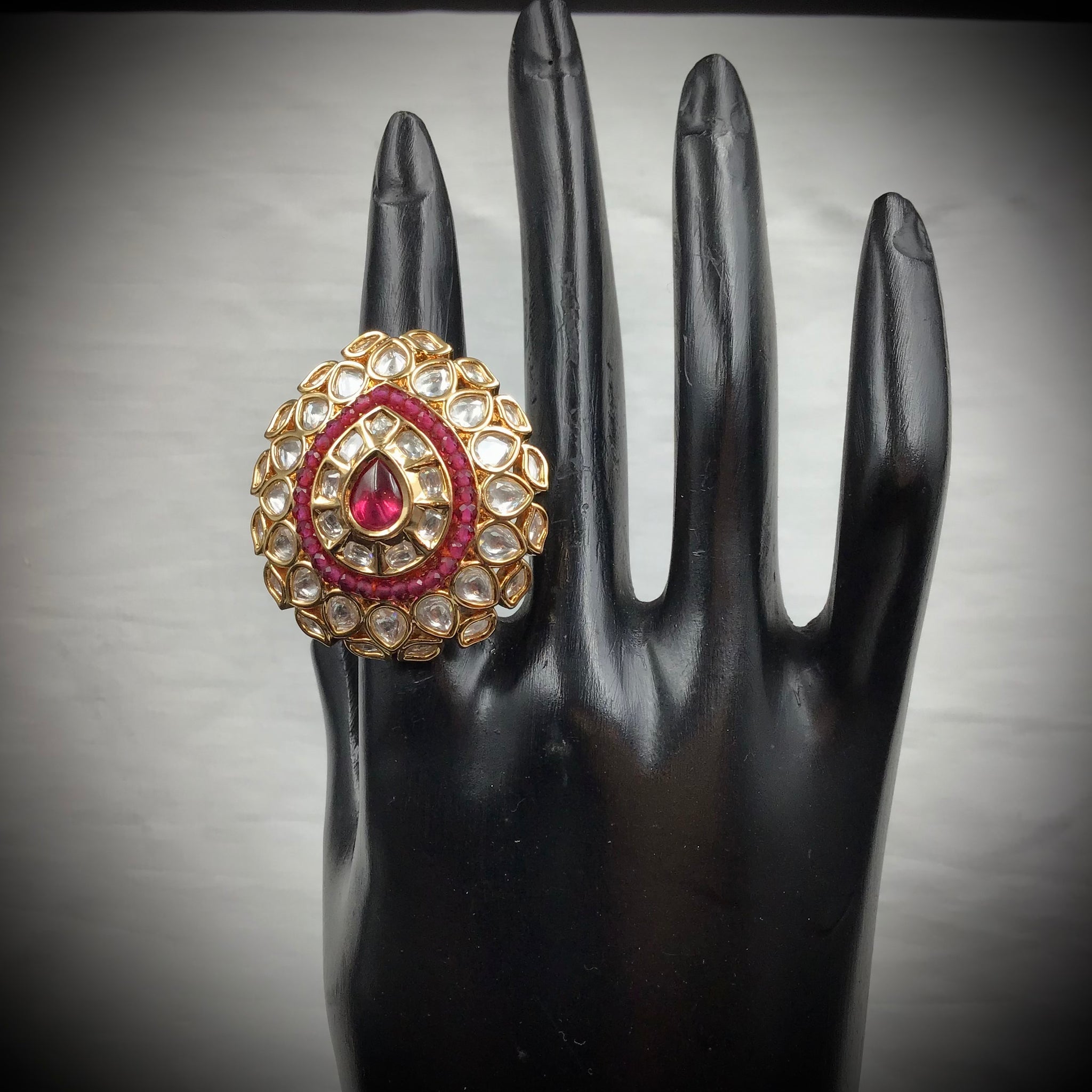 Kundan Adjustabe Ring 6273-4 - Dazzles Jewellery