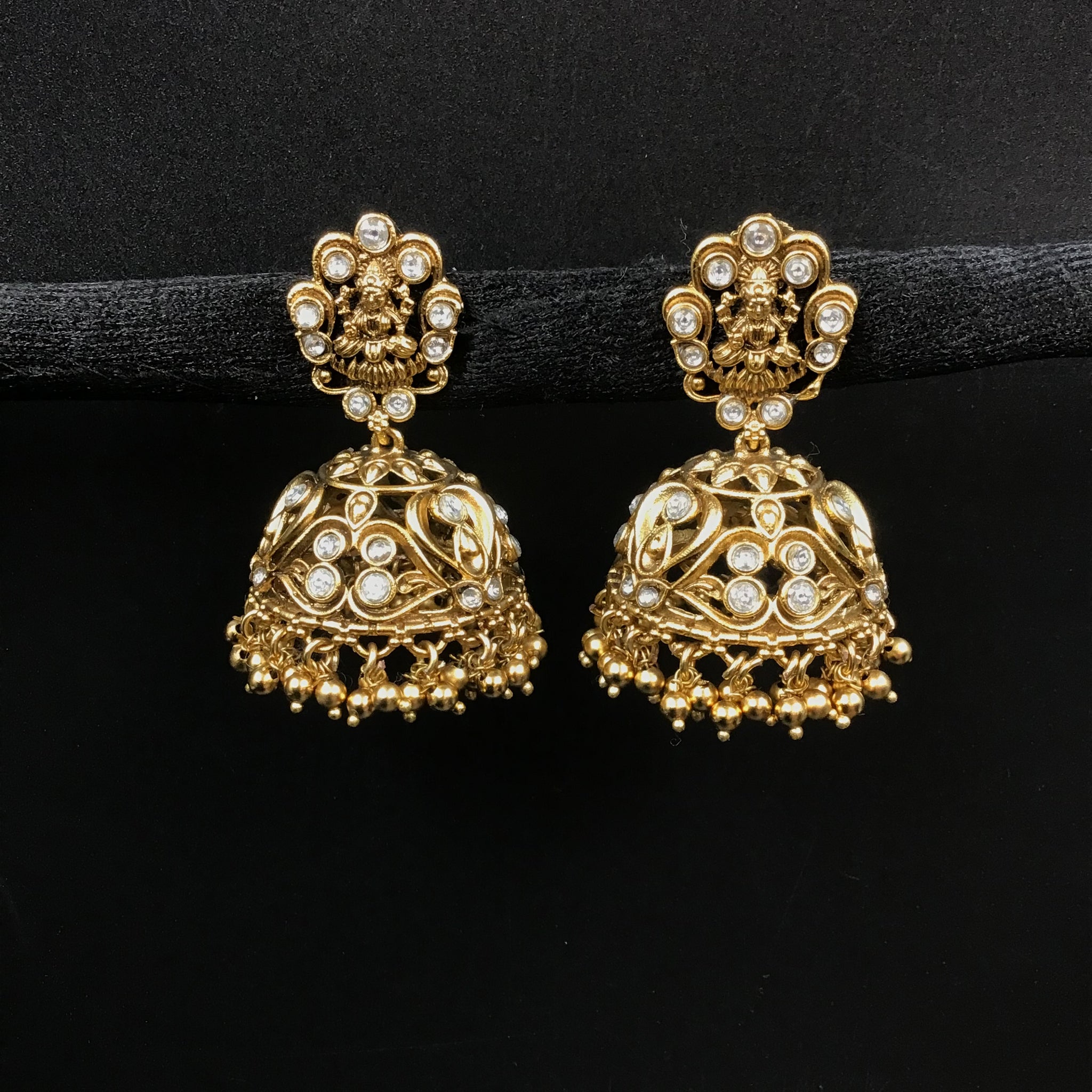 Antique Gold Plated Temple Jhumki 12373-28