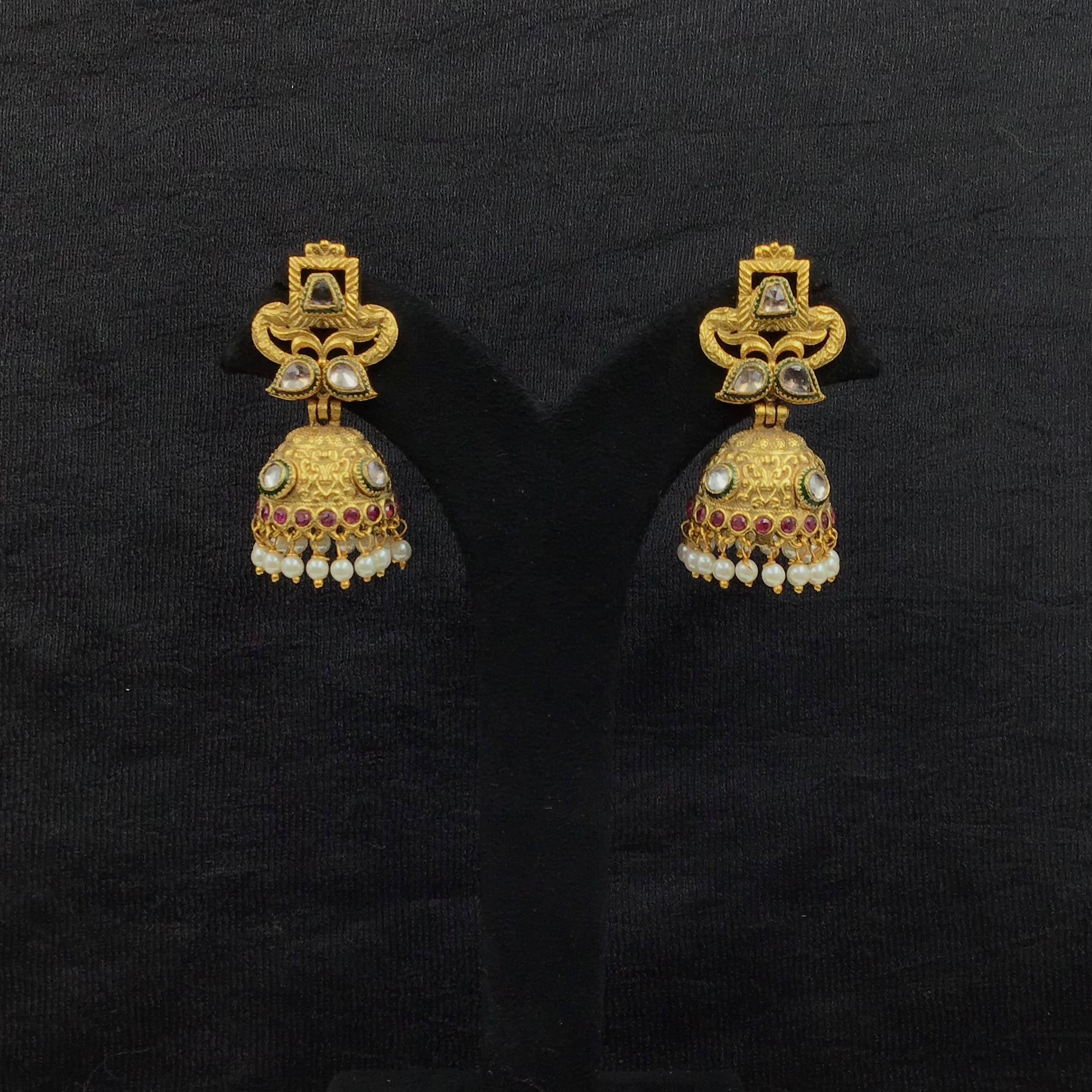 Jhumki Antique Earring 9206-100 - Dazzles Jewellery
