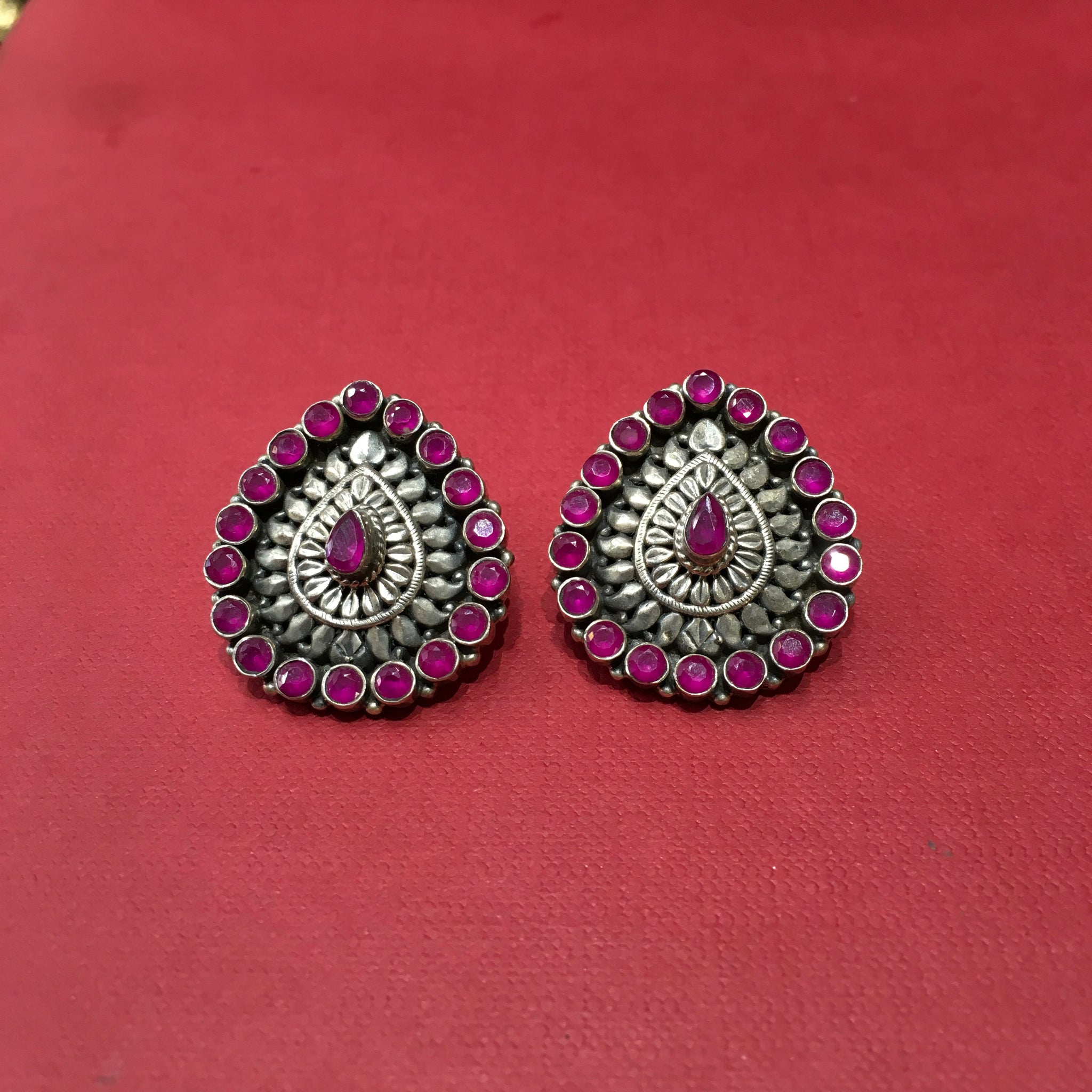 Ruby Silver Earring 5996 - Dazzles Jewellery