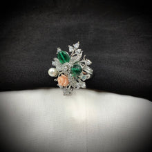 Zircon/AD Cocktail Green Ring 17800-4982 - Dazzles Jewellery