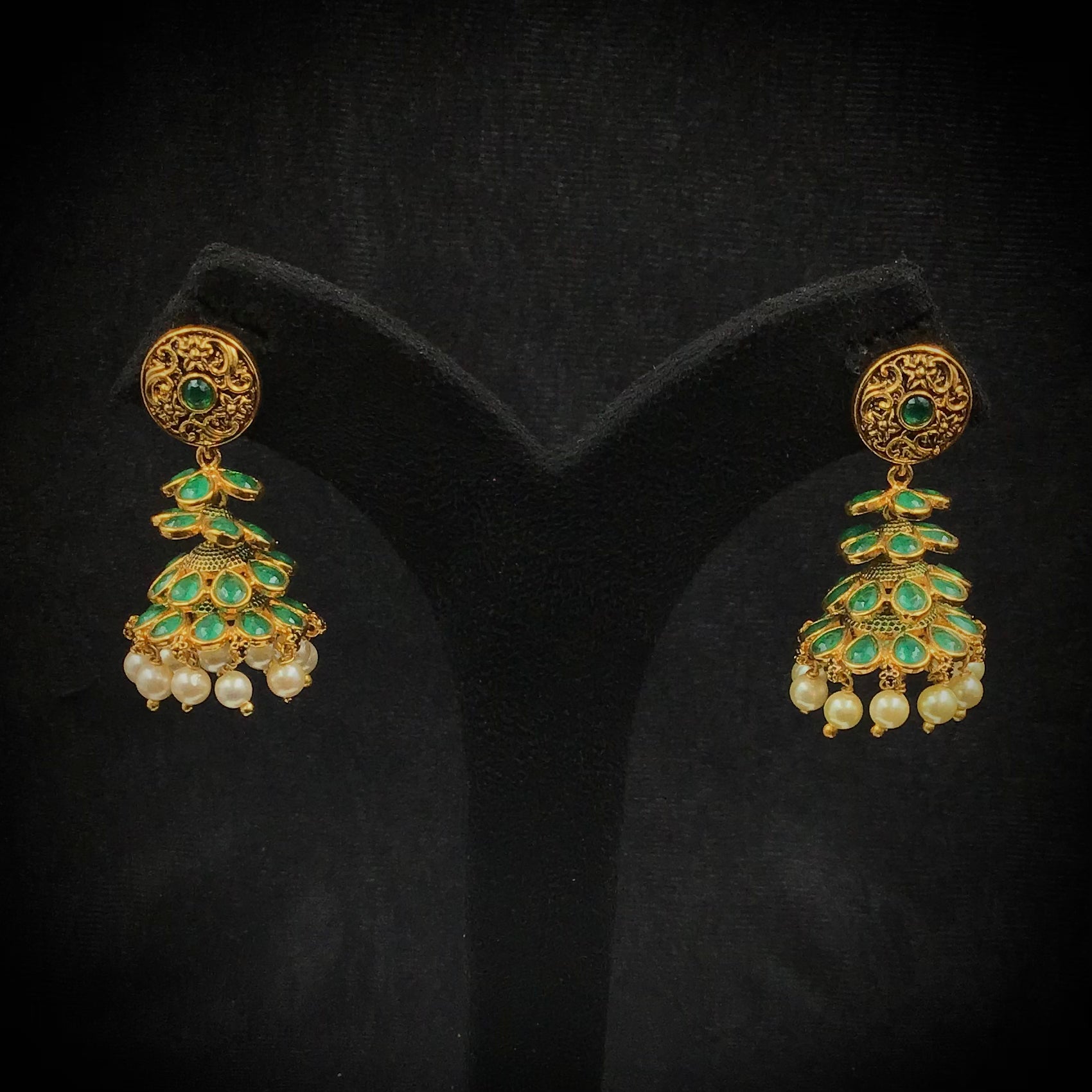 Jhumki Gold Look Earring 9387-100 - Dazzles Jewellery