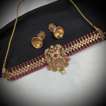 Ruby Gold Look Necklace Set 17676-4858 - Dazzles Jewellery