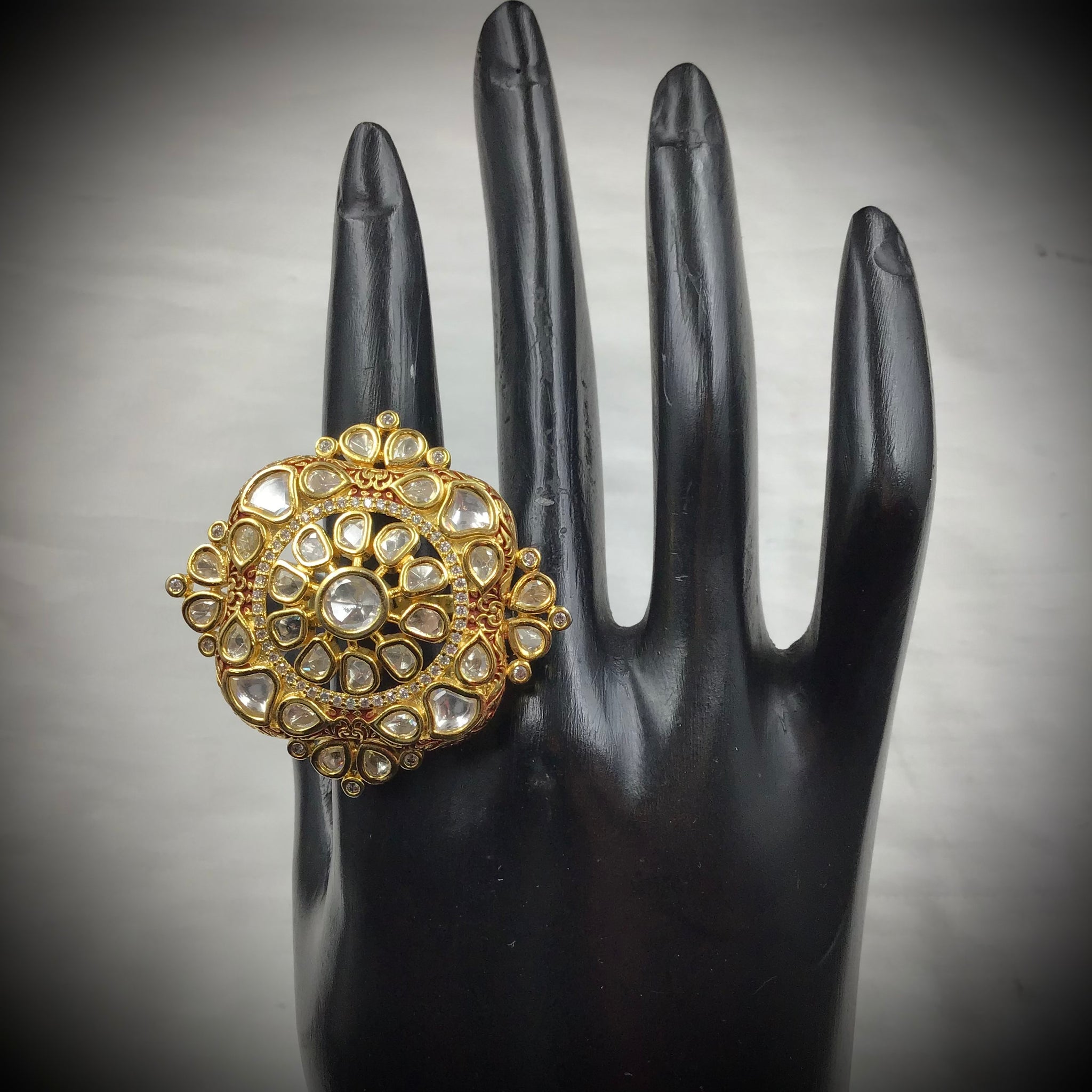 Adjustable Kundan Ring 8426-100 - Dazzles Jewellery