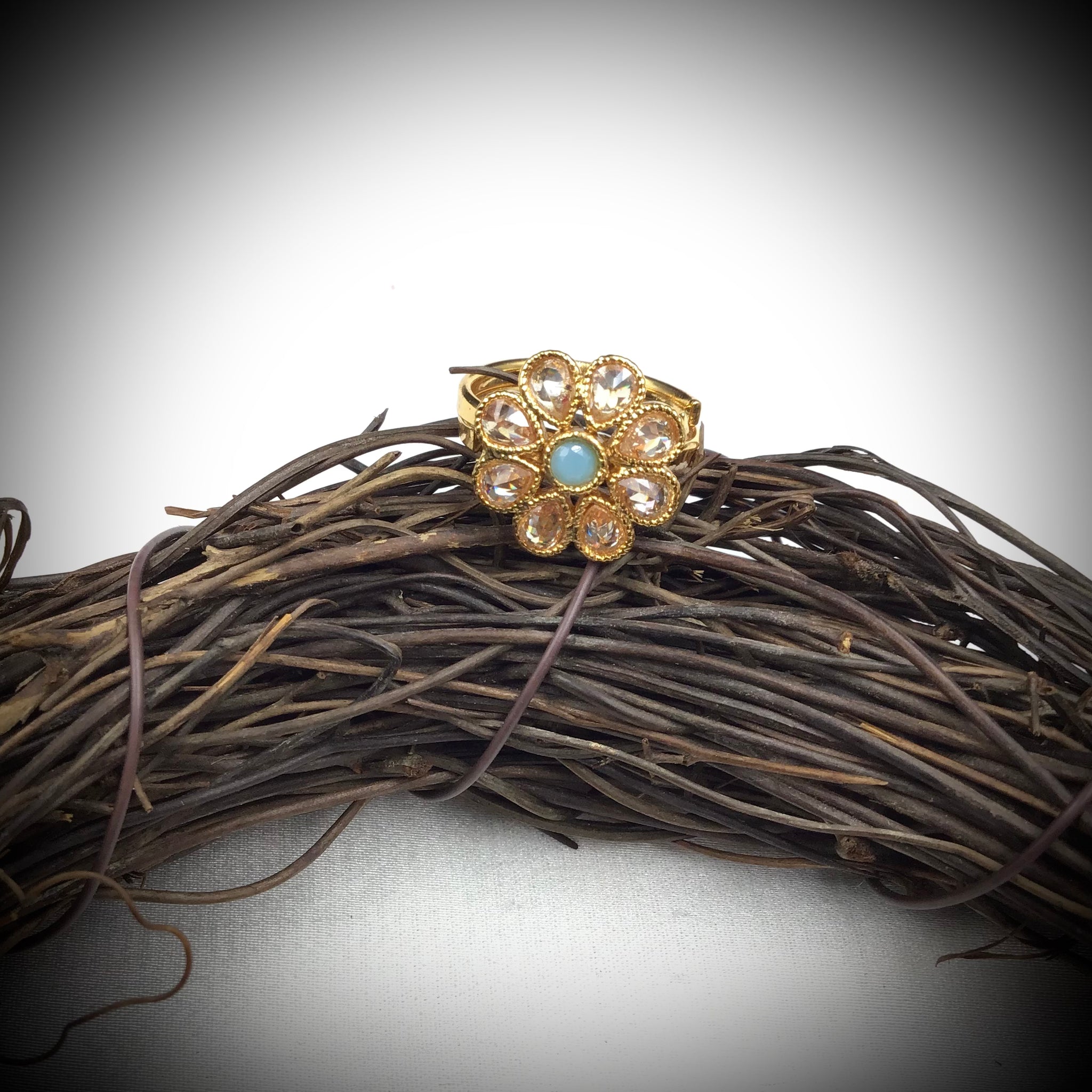 Polki Adjustable Firozi Ring 3210-7275 - Dazzles Jewellery