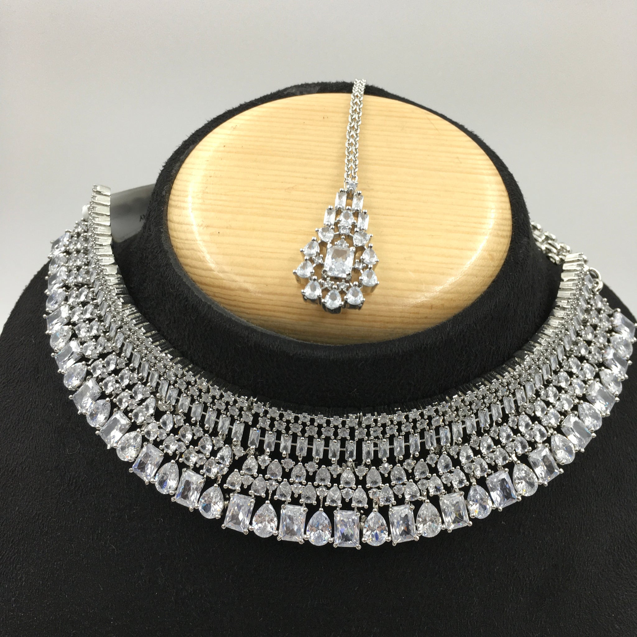 Silver Zircon/AD Necklace Set - Dazzles Jewellery