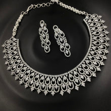 Silver Plated Zircon/AD Round Necklace Set 9150-3625 - Dazzles Jewellery