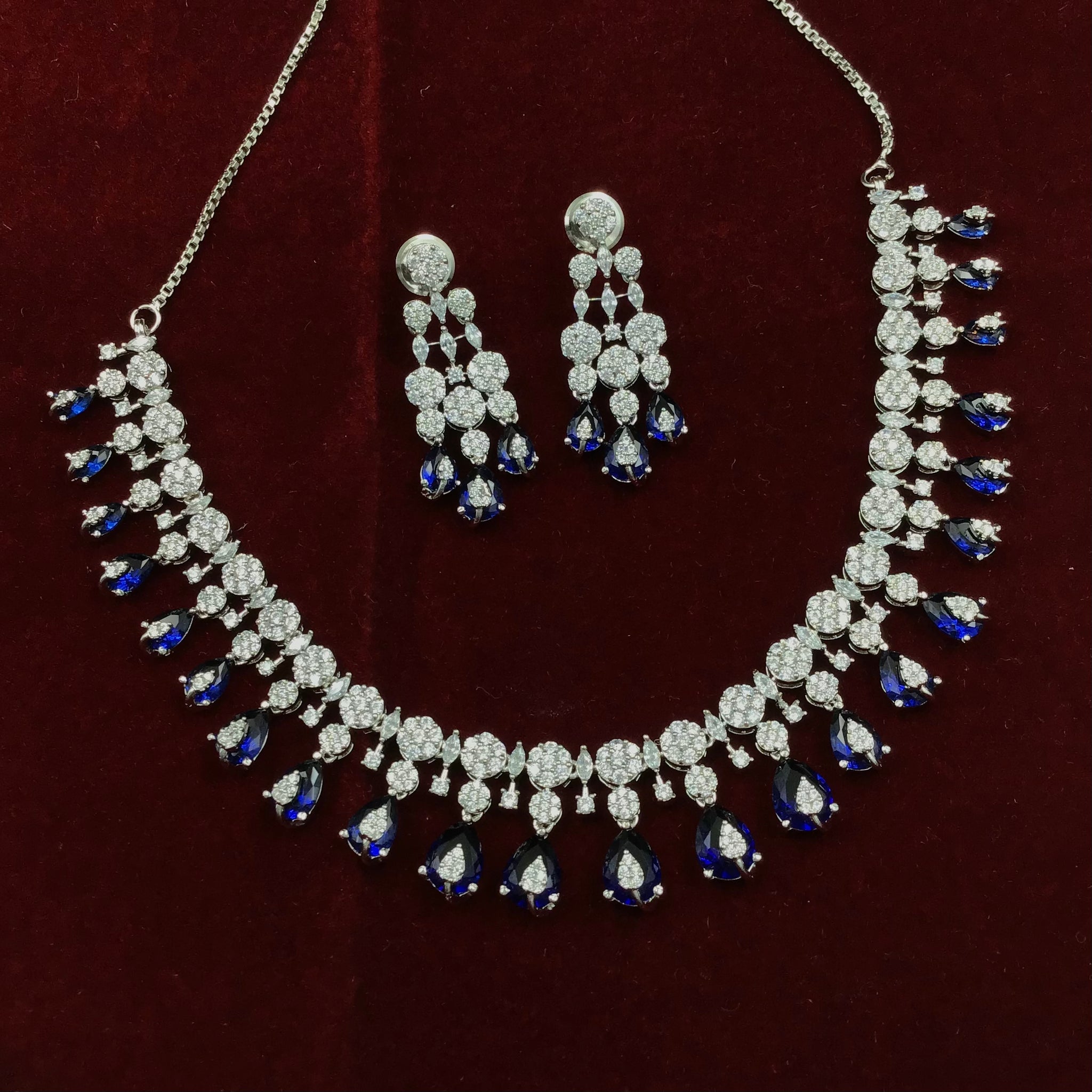 Round Neck Zircon/AD Necklace Set 8576-08 - Dazzles Jewellery