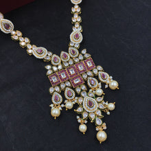 Long Neck Polki Necklace Set 7713-21 - Dazzles Jewellery