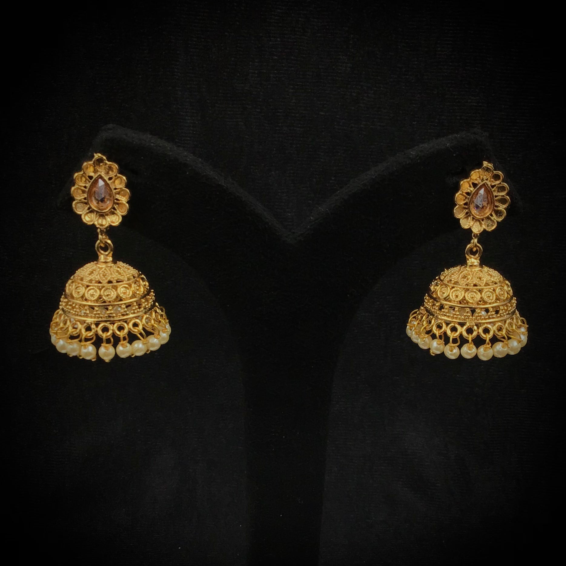 Jhumki Gold Look Earring 9367-100 - Dazzles Jewellery