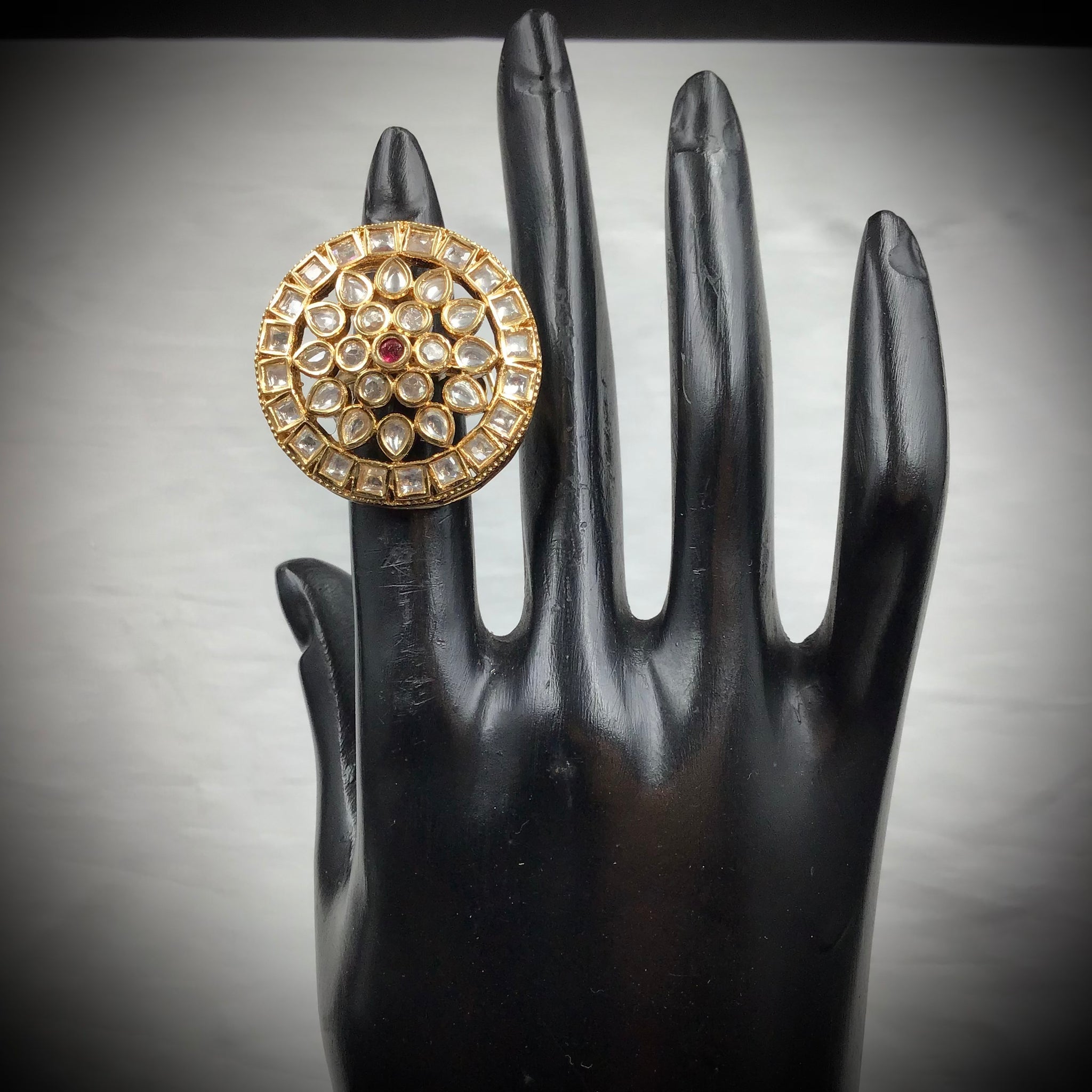 Adjustable Kundan Ring 8442-73 - Dazzles Jewellery