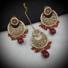 Ruby Gold Look Necklace Set 18183-5365 - Dazzles Jewellery