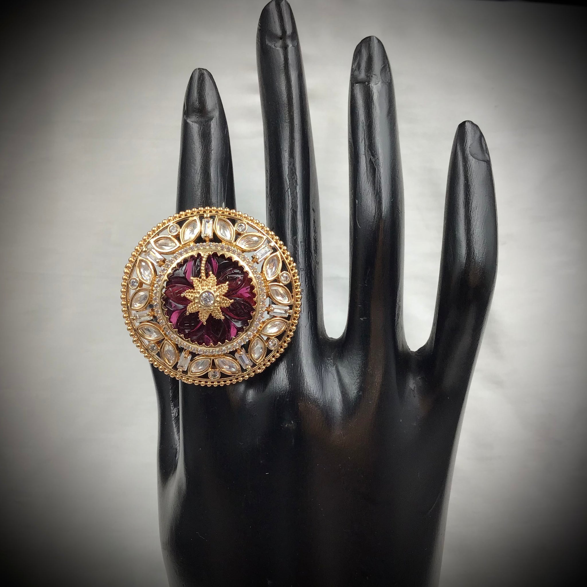 Kundan Adjustable Ring 8348-04 - Dazzles Jewellery
