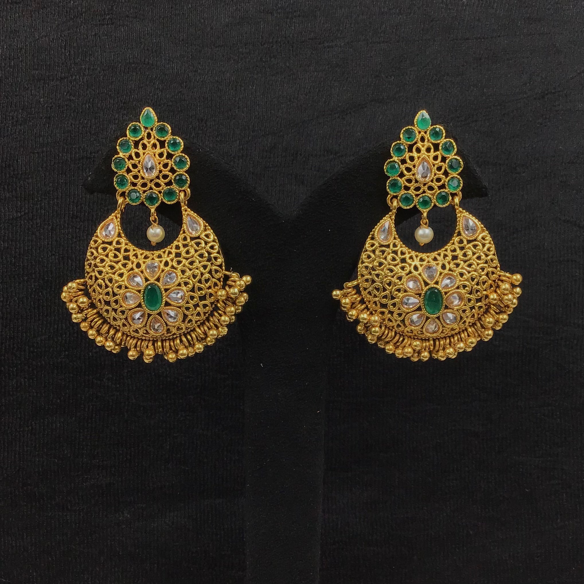Gold look Chandbali 9199-100 - Dazzles Jewellery