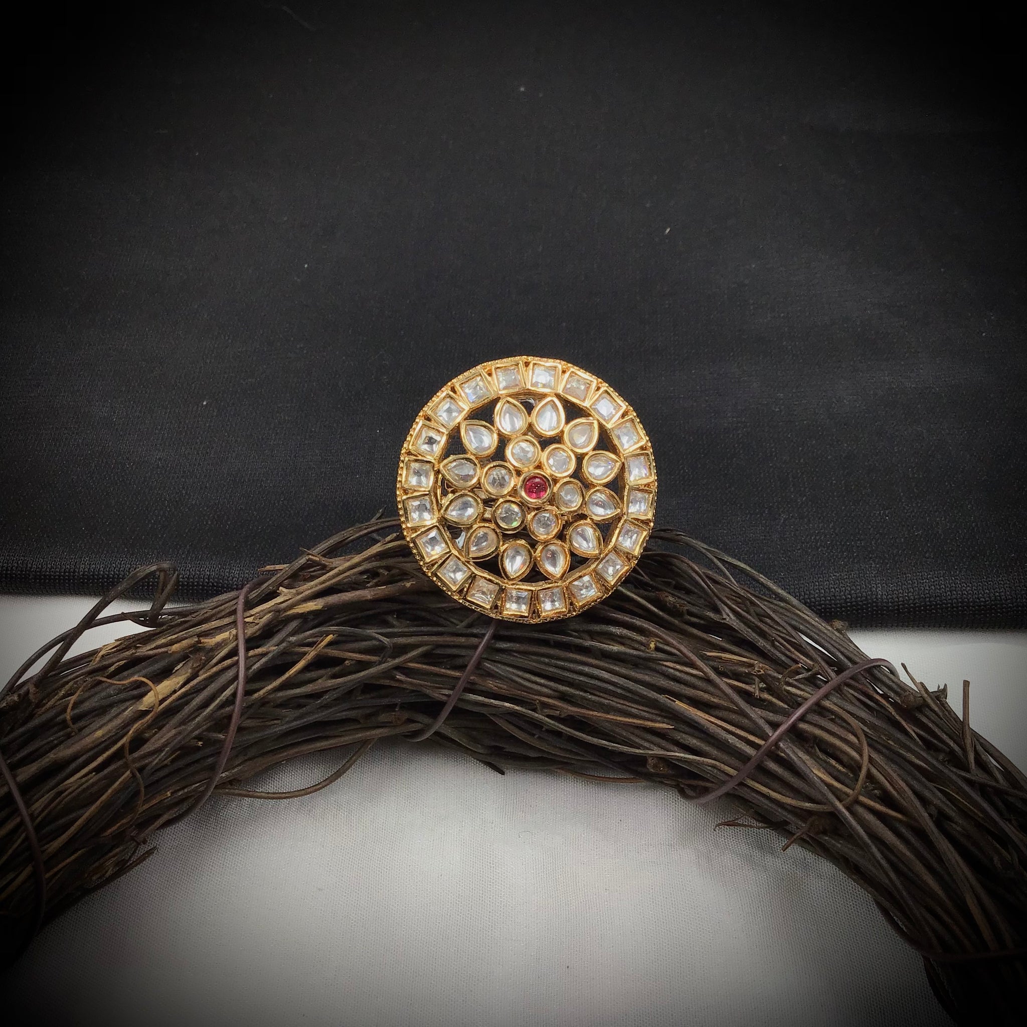 Adjustable Kundan Ring 8442-73 - Dazzles Jewellery