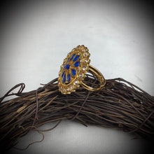 Polki Cocktail Adjustable Blue Ring 3187-7252 - Dazzles Jewellery