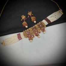 Ruby Gold Look Necklace Set 17652-4834 - Dazzles Jewellery