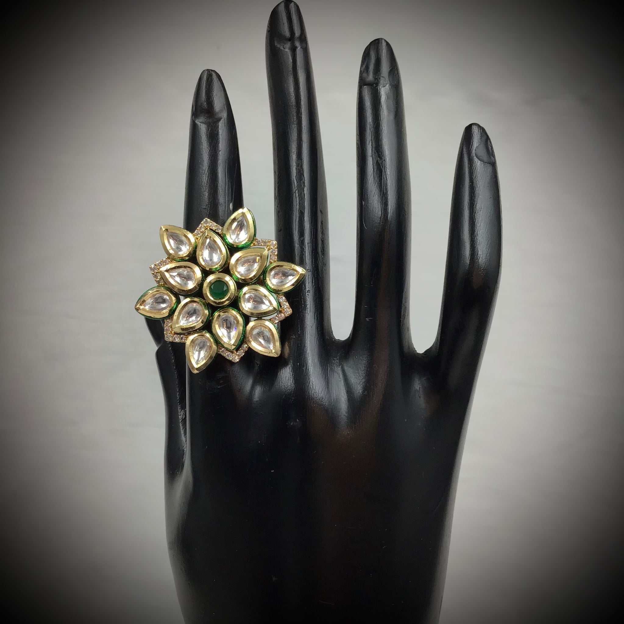 Kundan Adjustable Ring 7523-34 - Dazzles Jewellery