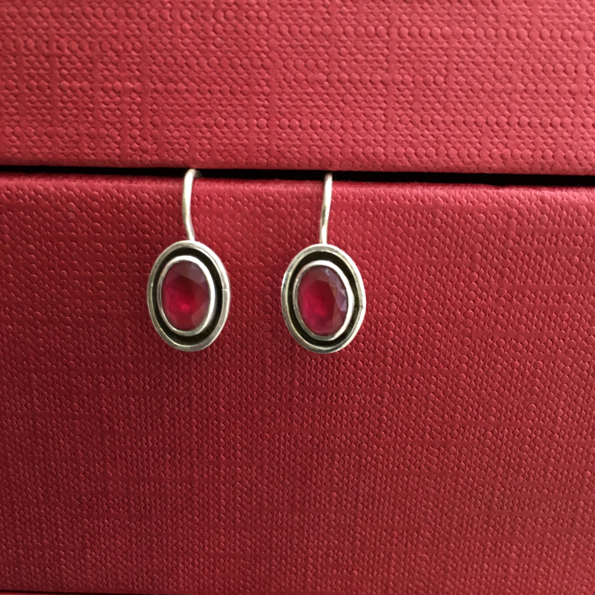 Ruby Silver Earring - Dazzles Jewellery