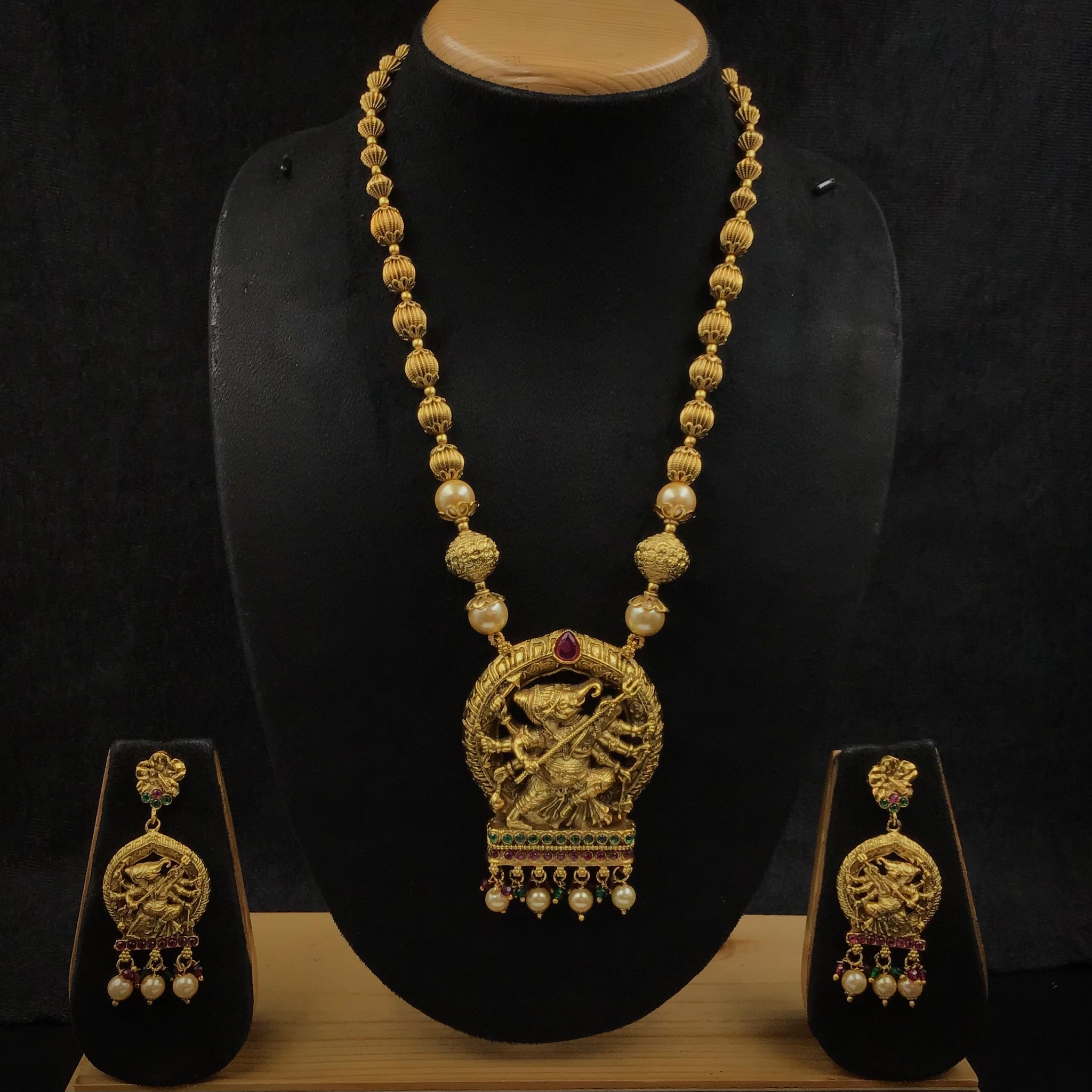 Medium Size Temple Pendant Set 9068-100 - Dazzles Jewellery
