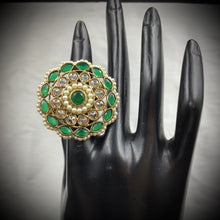 Antique Finish Cocktail Green Ring 19852-7036 - Dazzles Jewellery