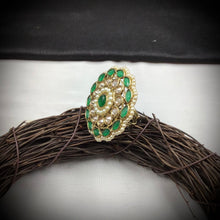 Antique Finish Cocktail Green Ring 19852-7036 - Dazzles Jewellery