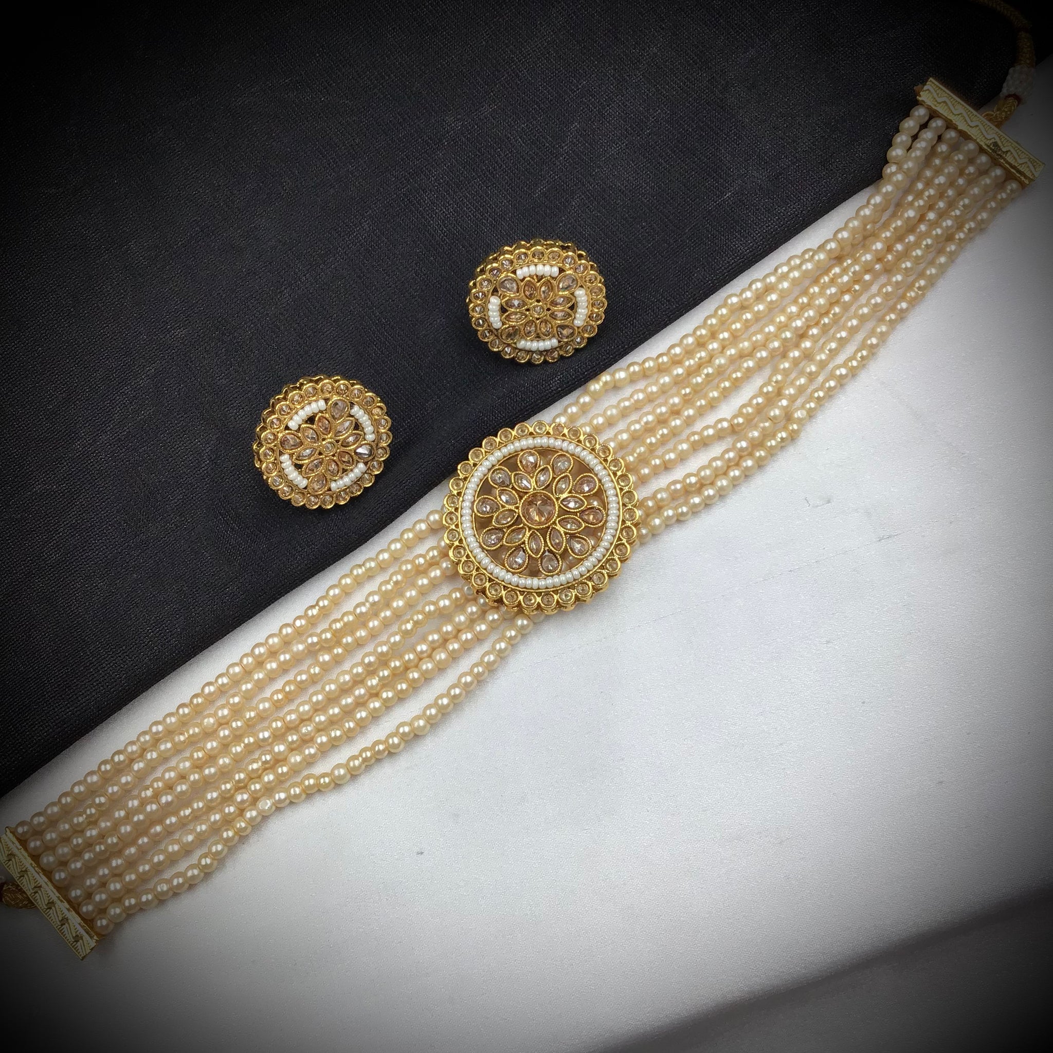 Gold Antique Necklace Set 18128-5310 - Dazzles Jewellery