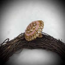 Antique Finish Cocktail Adjustable Pink Ring 12255-8614 - Dazzles Jewellery