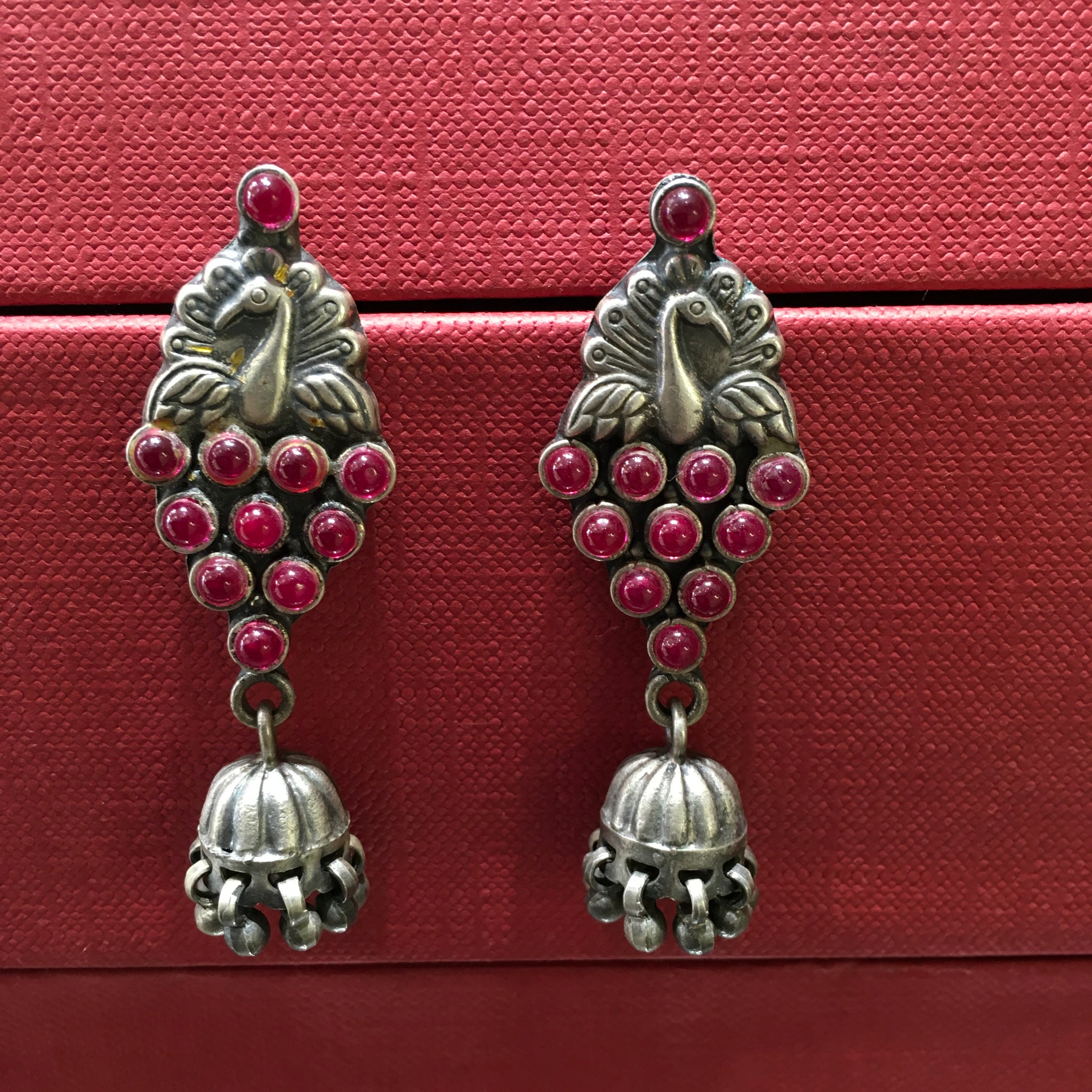 Ruby Silver Earring - Dazzles Jewellery