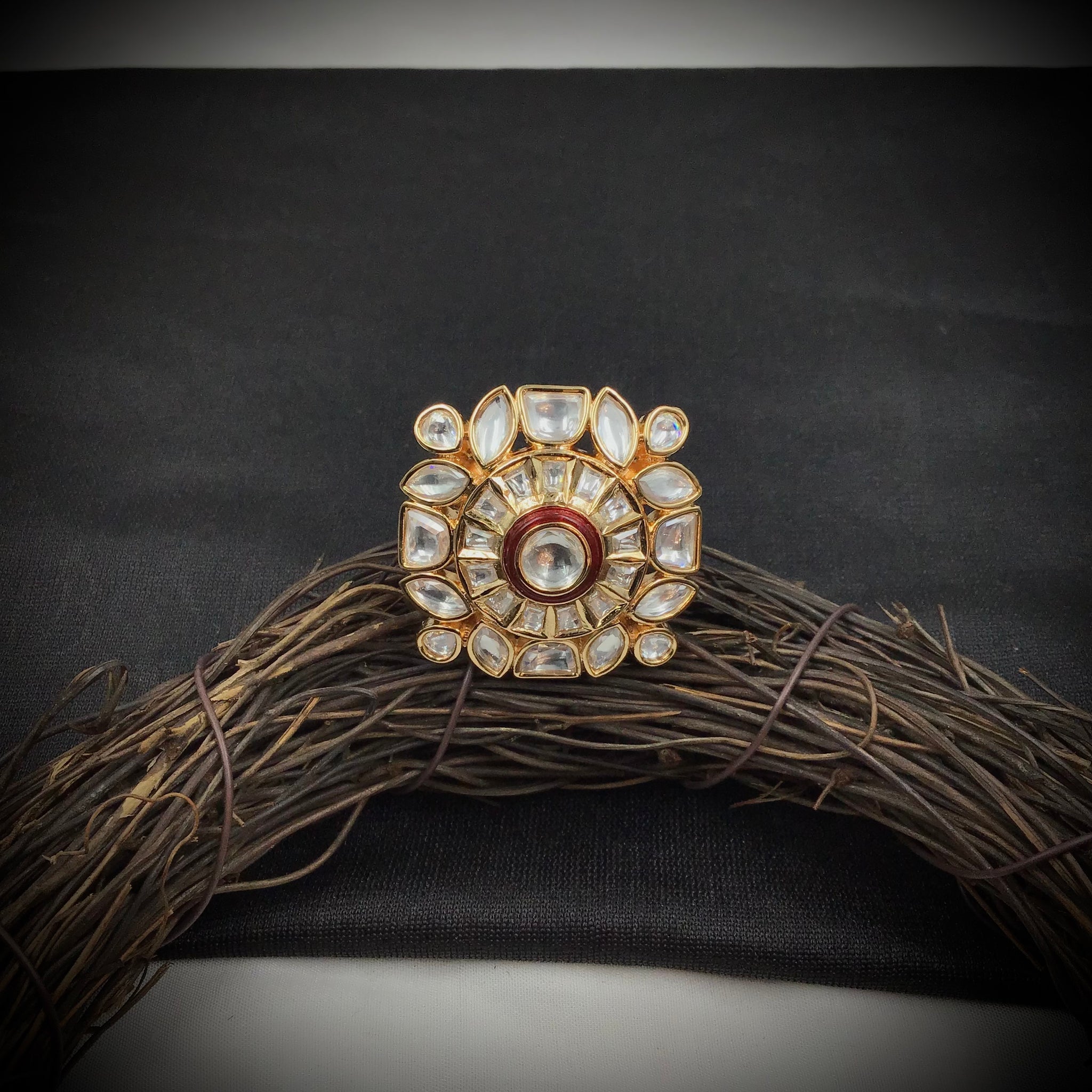 Kundan Adjustable Ring 7510-34 - Dazzles Jewellery