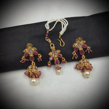 Ruby Gold Look Necklace Set 17652-4834 - Dazzles Jewellery