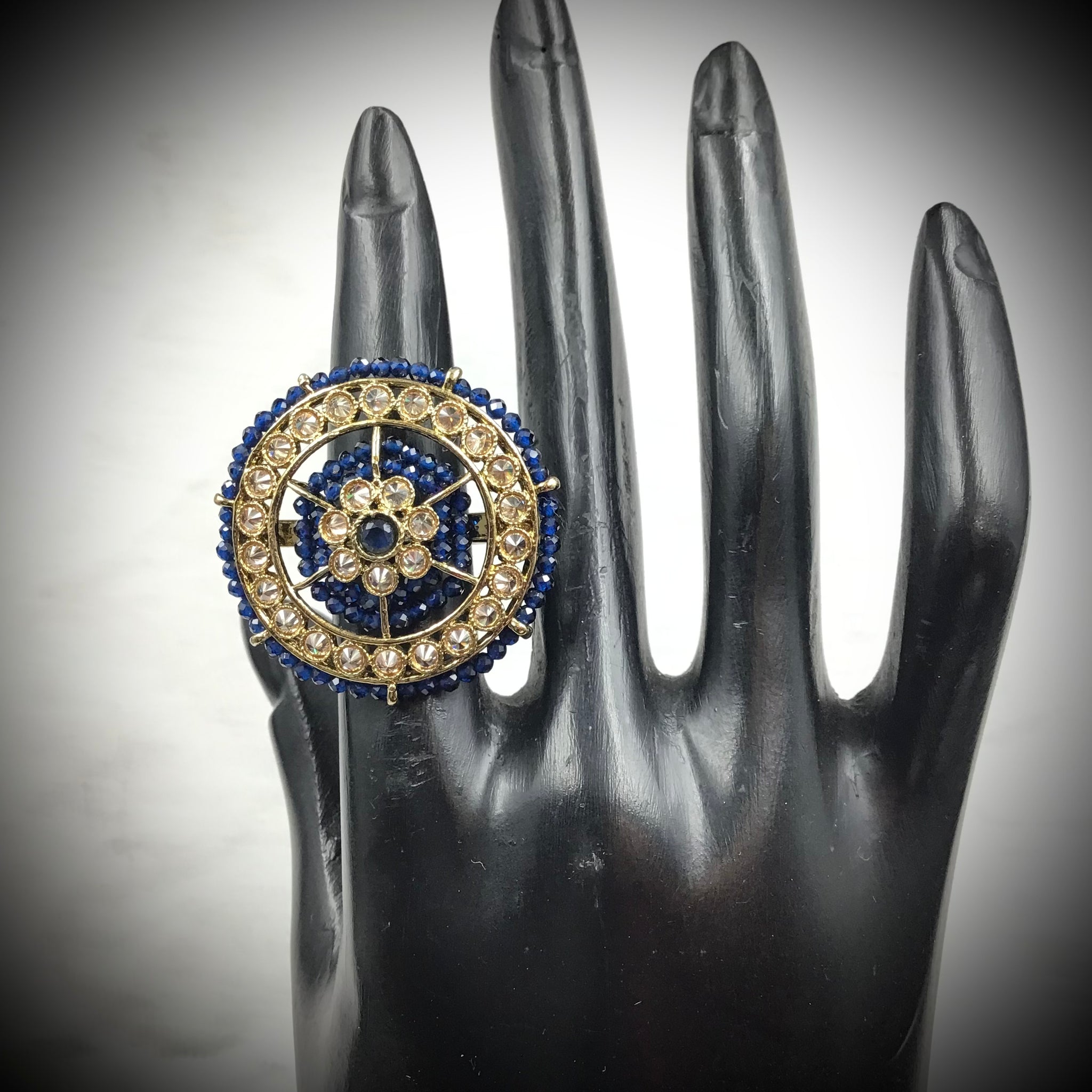 Antique Cocktail Adjustable Blue Ring 10084-5494 - Dazzles Jewellery