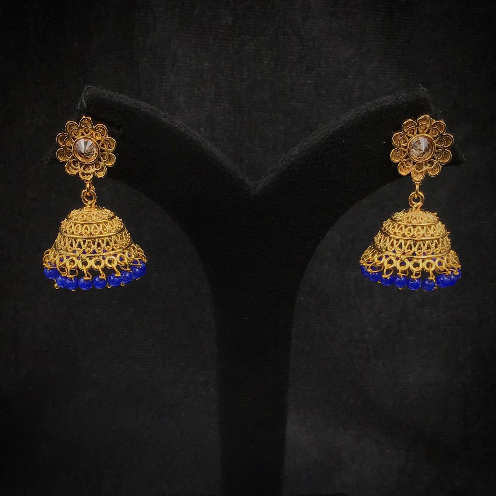 Jhumki Gold Look Earring 9361-100 - Dazzles Jewellery