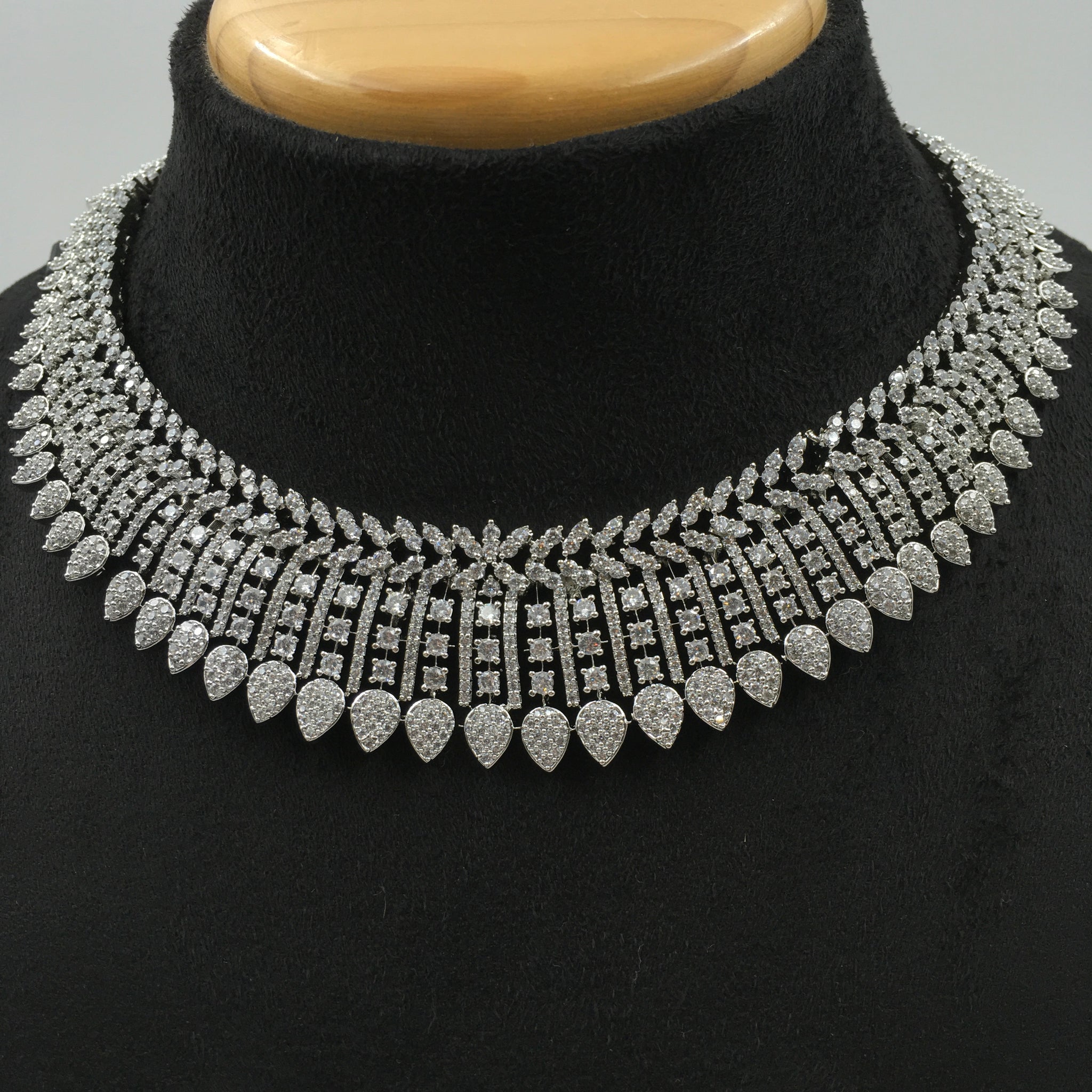 Round Neck Zircon/AD Necklace Set 7359-34 - Dazzles Jewellery