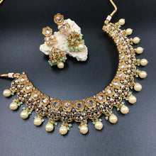 Round Neck Gold Plated Necklace Set 12947-28 - Dazzles Jewellery