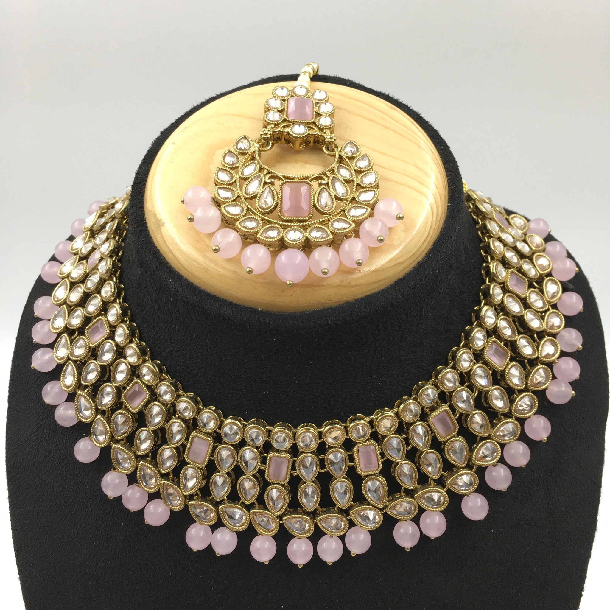 Pink Antique Necklace Set - Dazzles Jewellery