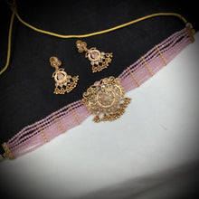 Pink Gold Look Necklace Set 17662-4844 - Dazzles Jewellery