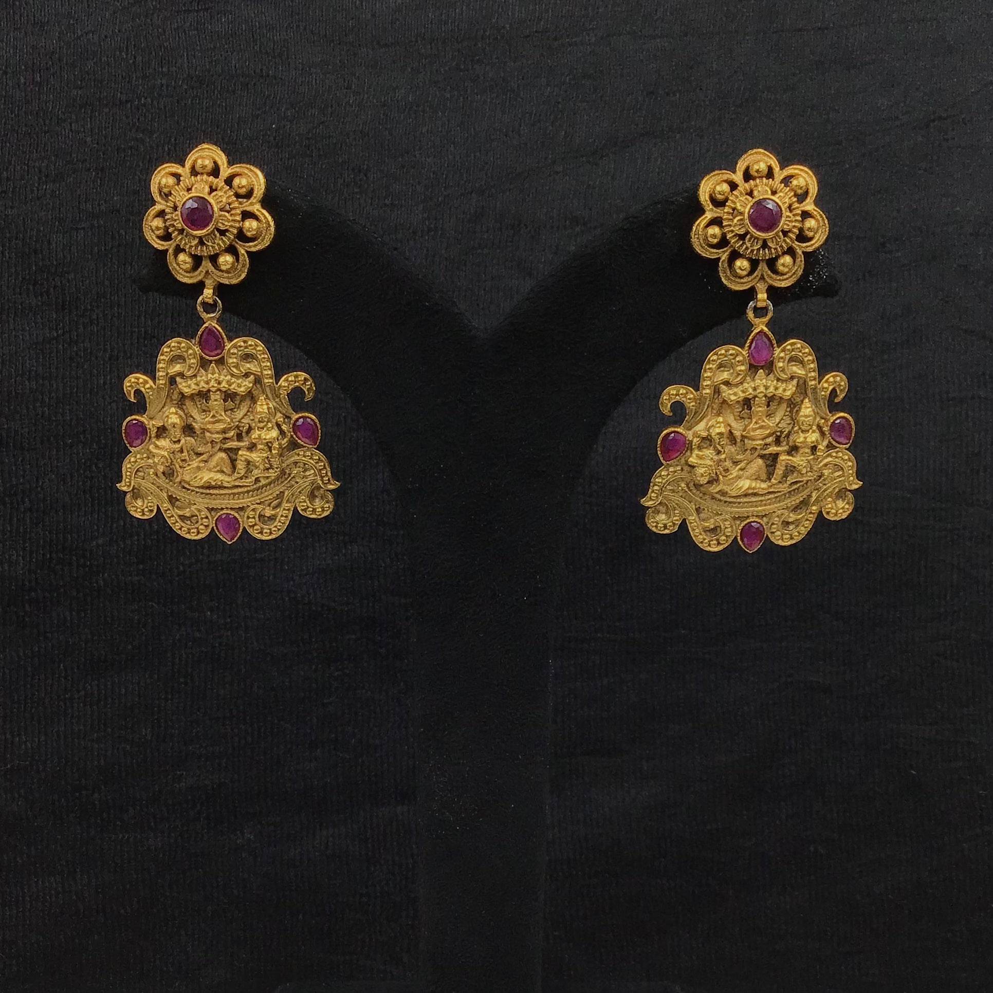 Antique Gold Plated Temple Light Earring 9203-100 - Dazzles Jewellery