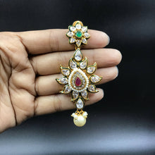 Long Neck Polki Necklace Set 7713-21 - Dazzles Jewellery