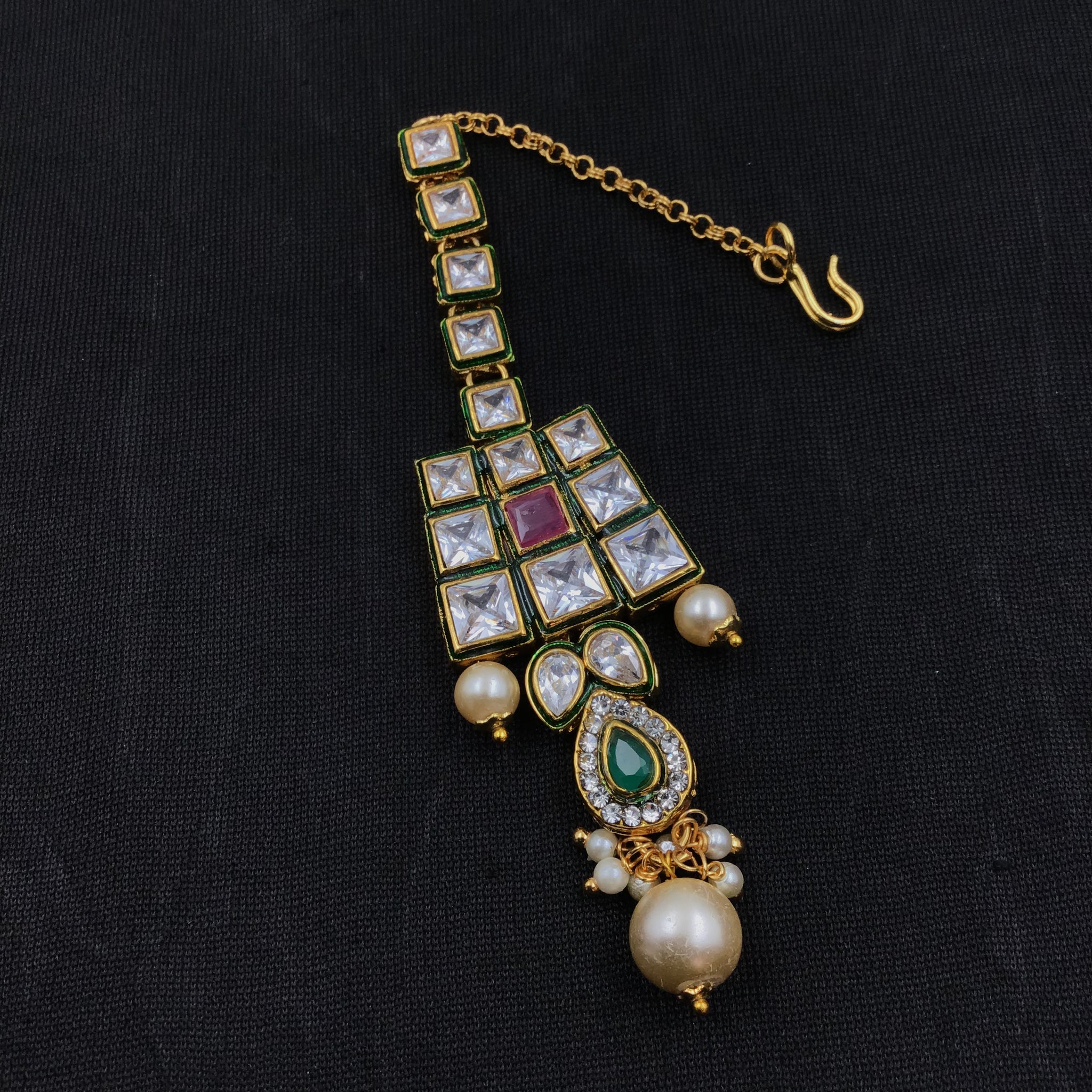 Ruby Green Polki Necklace Set 10367-5937 - Dazzles Jewellery