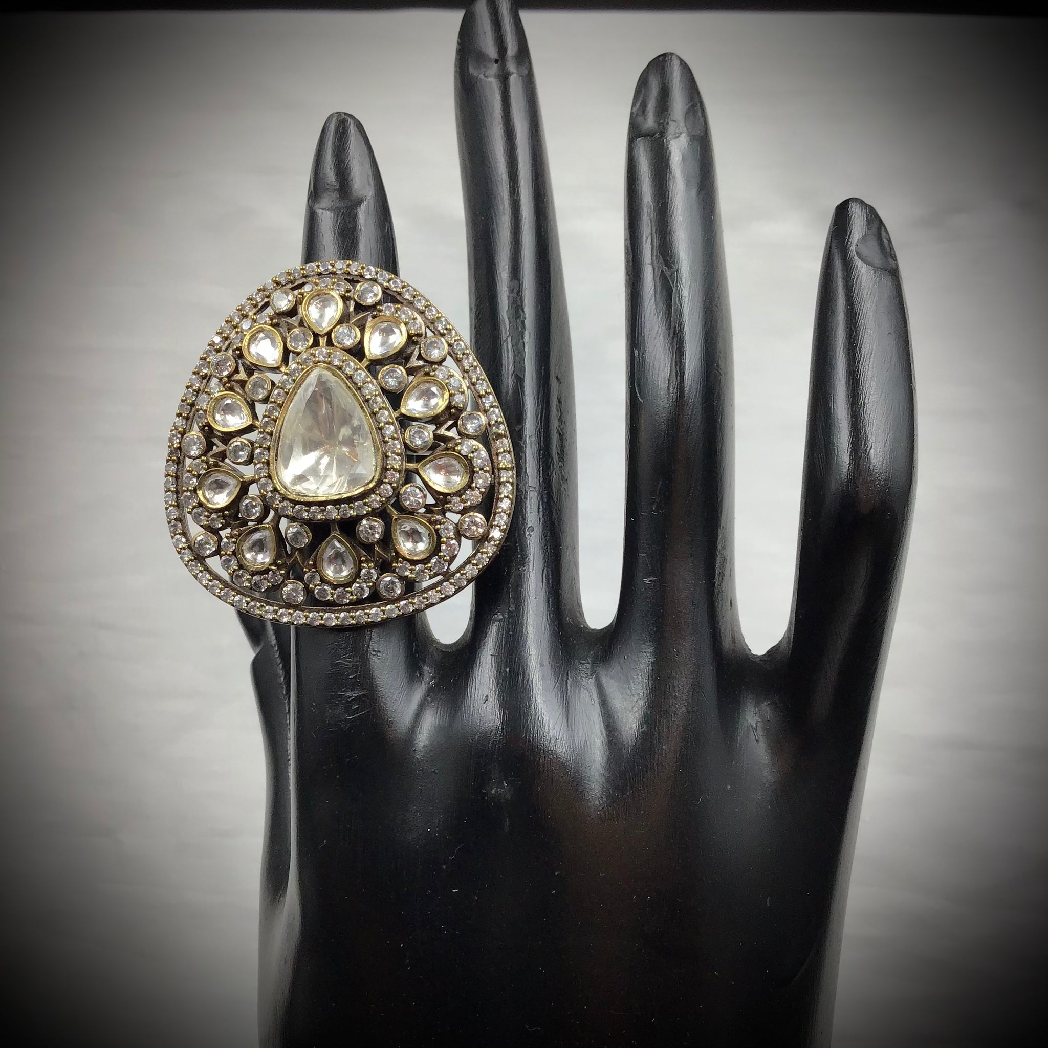 Kundan Adjustable Ring 6819-69 - Dazzles Jewellery