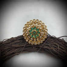 Polki Cocktail Adjustable Green Ring 3180-1940 - Dazzles Jewellery