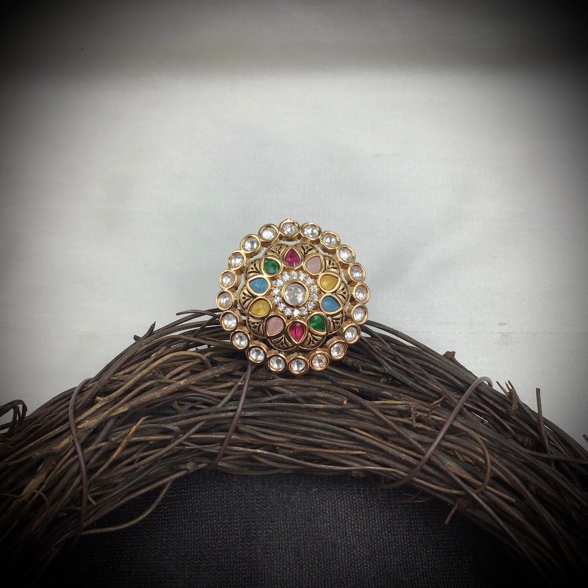Kundan Adjustable Ring 7558-34 - Dazzles Jewellery