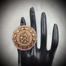 Antique Finish Cocktail Adjustable Pink Ring 12254-8610 - Dazzles Jewellery