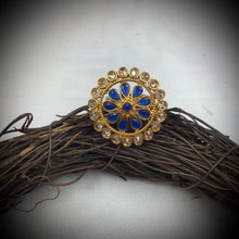 Polki Cocktail Adjustable Blue Ring 3187-7252 - Dazzles Jewellery