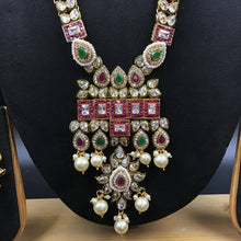 Long Neck Polki Necklace Set 7713-21 - Dazzles Jewellery