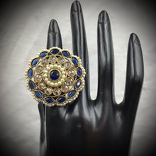 Antique Finish Cocktail Blue Ring 19854-7038 - Dazzles Jewellery